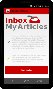 Inbox My Articles Android RSS Reader with Offline Capability