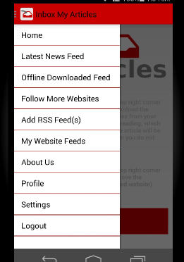 Inbox My Articles Android RSS Reader with Offline Capability